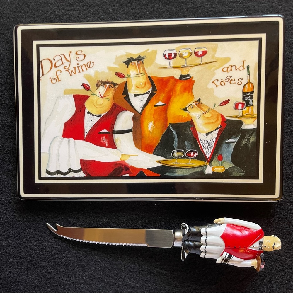 Ceramic Cheese Plate and Stainless Steel Knife
